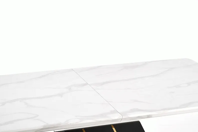 Обідній стіл розкладний HALMAR VINCENZO 160-200x90 см, білий мармур, чорна/золота ніжка фото №13