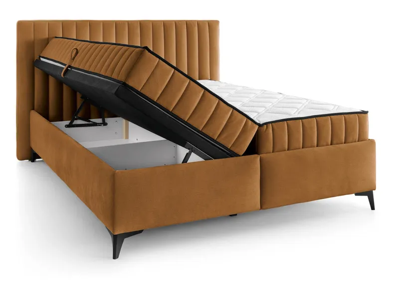 BRW Кровать двуспальная с 2 матрасами и подъемным механизмом BRW JOY, 180x200 см, коричневый LO_KT-JOY-180X200-G2-ELEMENT_07 фото №2