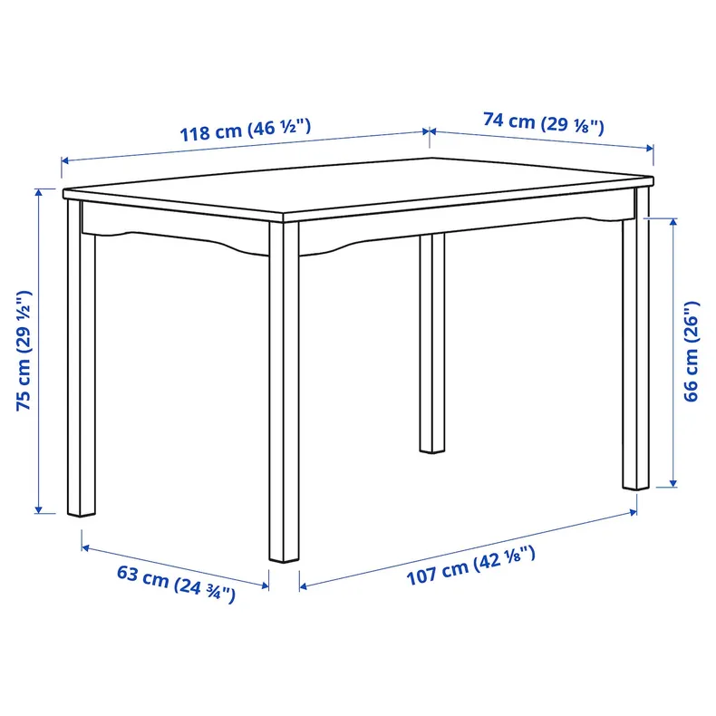 IKEA HAUGA / HAUGA, стіл та 4 стільці, білий/білий, 118x74 см 895.748.63 фото №7