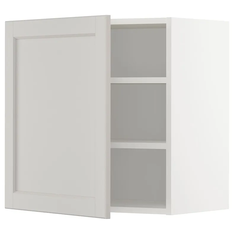 IKEA METOD МЕТОД, шафа навісна із полицями, білий / світло-сірий Lerhyttan, 60x60 см 194.572.40 фото №1