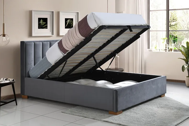 Ліжко двоспальне оксамитове SIGNAL MARANI, 160x200 см, Bluvel 40 - бежевий фото №5