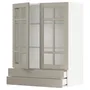 IKEA METOD МЕТОД / MAXIMERA МАКСІМЕРА, шафа навісна, 2 скл дверцят / 2 шухл, білий / стенсундський бежевий, 80x100 см 294.590.31 фото