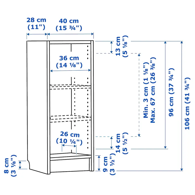 IKEA BILLY БІЛЛІ, книжкова шафа, під дуб, 40x28x106 см 204.773.79 фото №7