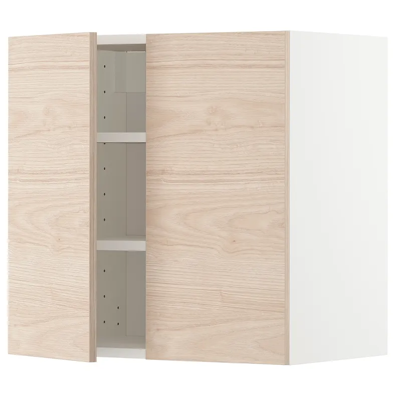 IKEA METOD МЕТОД, навесной шкаф с полками / 2дверцы, белый / аскерсундский узор светлый ясень, 60x60 см 794.635.68 фото №1