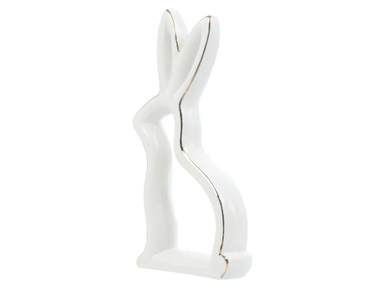 BRW Декоративна фігурка BRW Кролик, біло-золотий, кераміка 092482 фото №2