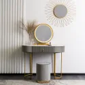 Туалетный столик с пуфом MEBEL ELITE SARAH, Серый / Золотой фото thumb №3
