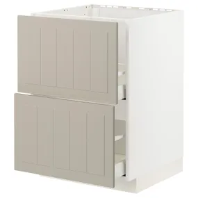 IKEA METOD МЕТОД / MAXIMERA МАКСИМЕРА, напольный шкаф п / мойку+2фасада / 2 ящ, белый / Стенсунд бежевый, 60x60 см 594.080.83 фото