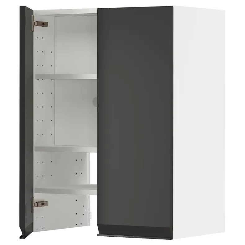 IKEA METOD МЕТОД, навесной шкаф д / вытяжки / полка / дверь, белый / Уплов матовый антрацит, 60x80 см 995.045.44 фото №1