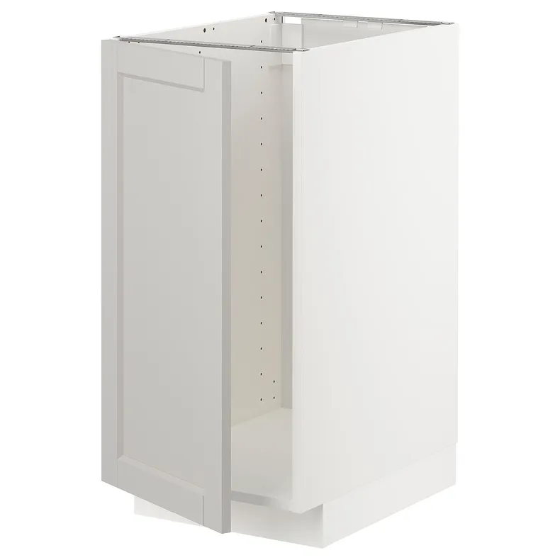 IKEA METOD МЕТОД, підлог шафа д / мийки / сортуван сміття, білий / світло-сірий Lerhyttan, 40x60 см 094.640.62 фото №1