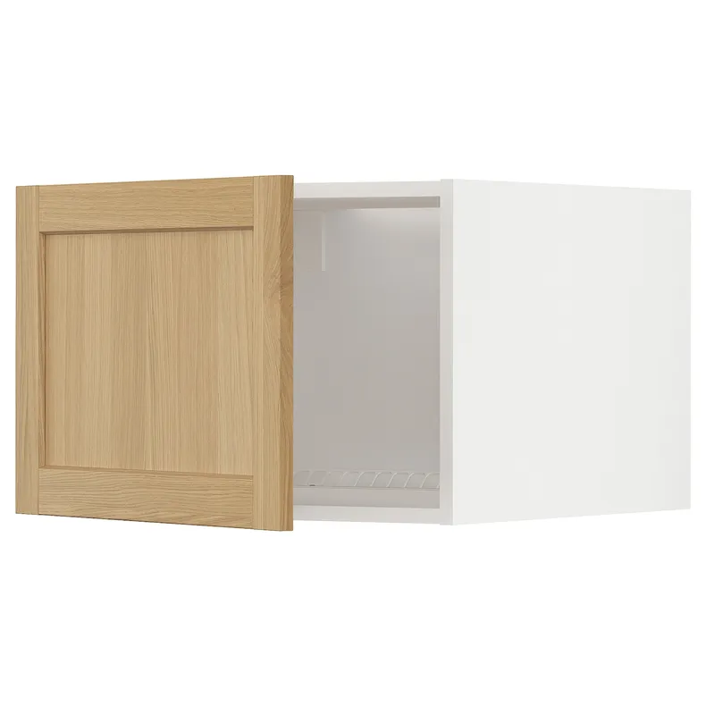 IKEA METOD МЕТОД, верхня шафа для холодильн / мороз кам, білий / ФОРСБАККА дуб, 60x40 см 995.093.15 фото №1