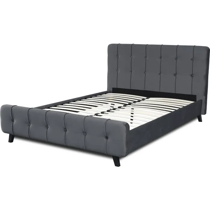 Кровать двуспальная бархатная MEBEL ELITE LINO Velvet, 140x200 см, Темно-серый фото №2