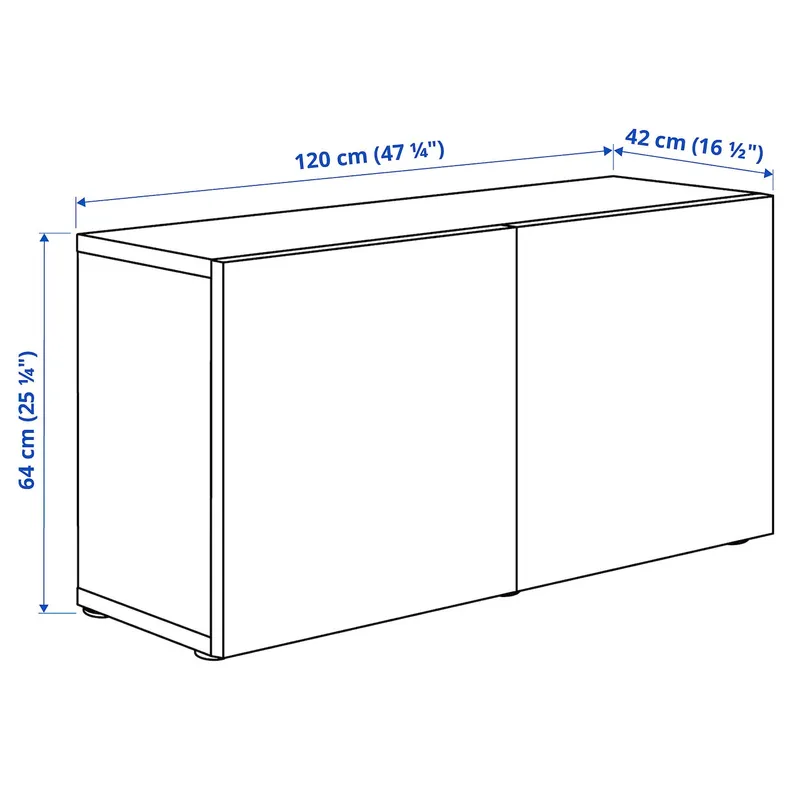 IKEA BESTÅ БЕСТО, стеллаж с дверьми, Hedeviken черный / коричневый / темно-коричневый, окрашенный шпоном дуба, 120x42x64 см 494.261.53 фото №3