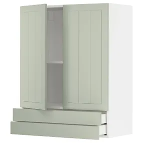 IKEA METOD МЕТОД / MAXIMERA МАКСИМЕРА, навесной шкаф / 2дверцы / 2ящика, белый / светло-зеленый, 80x100 см 394.867.98 фото