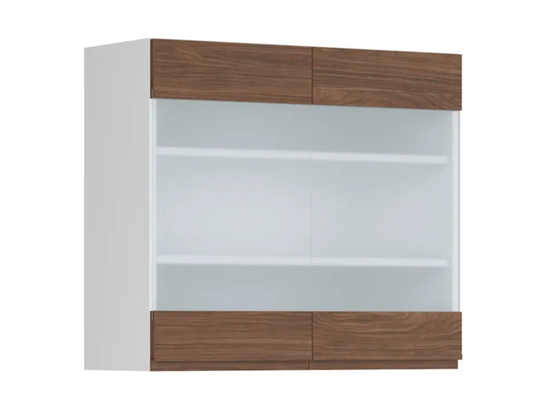 BRW Двухдверный верхний кухонный шкаф Sole 80 см с витриной lincoln walnut, альпийский белый/линкольнский орех FH_G_80/72_LV/PV-BAL/ORLI фото №2