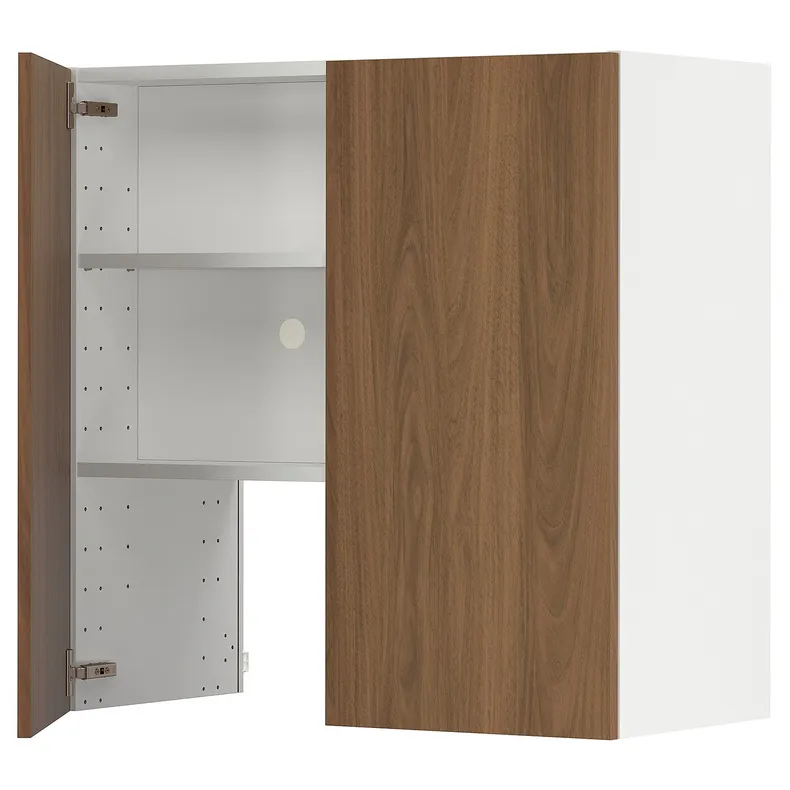 IKEA METOD МЕТОД, навесной шкаф д / вытяжки / полка / дверь, белый / Имитация коричневого ореха, 80x80 см 495.194.87 фото №1