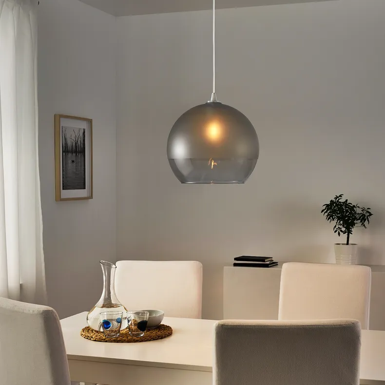 IKEA JAKOBSBYN ЯКОБСЮН, абажур підвісного світильника, матове скло/сірий, 30 см 904.733.25 фото №2
