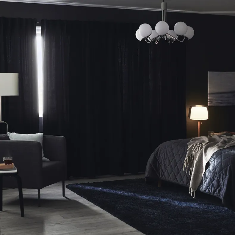 IKEA SANELA САНЕЛА, затемняющие гардины, 2 шт., тёмно-синий, 140x300 см 404.444.82 фото №4
