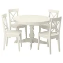 IKEA INGATORP ІНГАТОРП / INGOLF ІНГОЛЬФ, стіл+4 стільці, білий / білий, 110 / 155 см 594.004.97 фото thumb №1