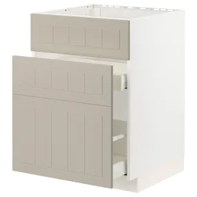 IKEA METOD МЕТОД / MAXIMERA МАКСІМЕРА, підлог шафа д / мийки+3 фр пан / 2 шух, білий / стенсундський бежевий, 60x60 см 094.081.70 фото