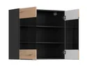 BRW Sole L6 80 см верхний кухонный шкаф с витриной дуб галифакс природа, Черный/дуб галифакс натур FM_G_80/72_LV/PV-CA/DHN фото thumb №3