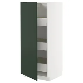 IKEA METOD МЕТОД / MAXIMERA МАКСИМЕРА, высокий шкаф с ящиками, белый/Гавсторп темно-зеленый, 60x60x140 см 695.572.75 фото