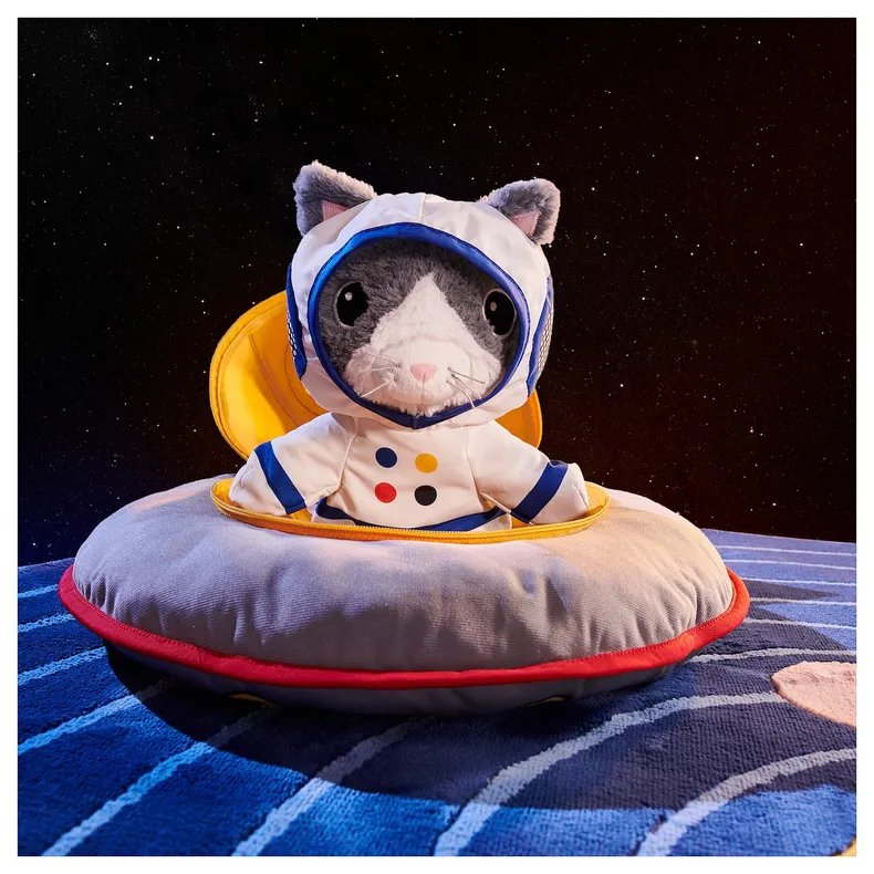 IKEA AFTONSPARV АФТОНСПАРВ, м’яка іграшка в костюмі космонавта, кіт, 28 см 605.515.36 фото №8