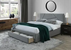 Двоспальне ліжко з шухлядами HALMAR VALERY 160x200 см сіре фото