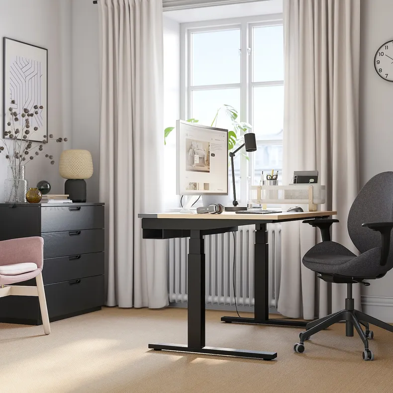 IKEA MITTZON МІТТЗОН, стіл регульований, електричний okl береза / чорний, 120x60 см 895.261.36 фото №5