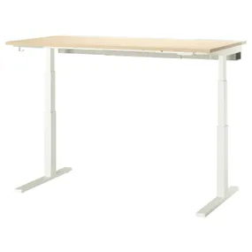 IKEA MITTZON МІТТЗОН, стіл регульований, електричний okl береза/білий, 160x80 см 495.301.83 фото