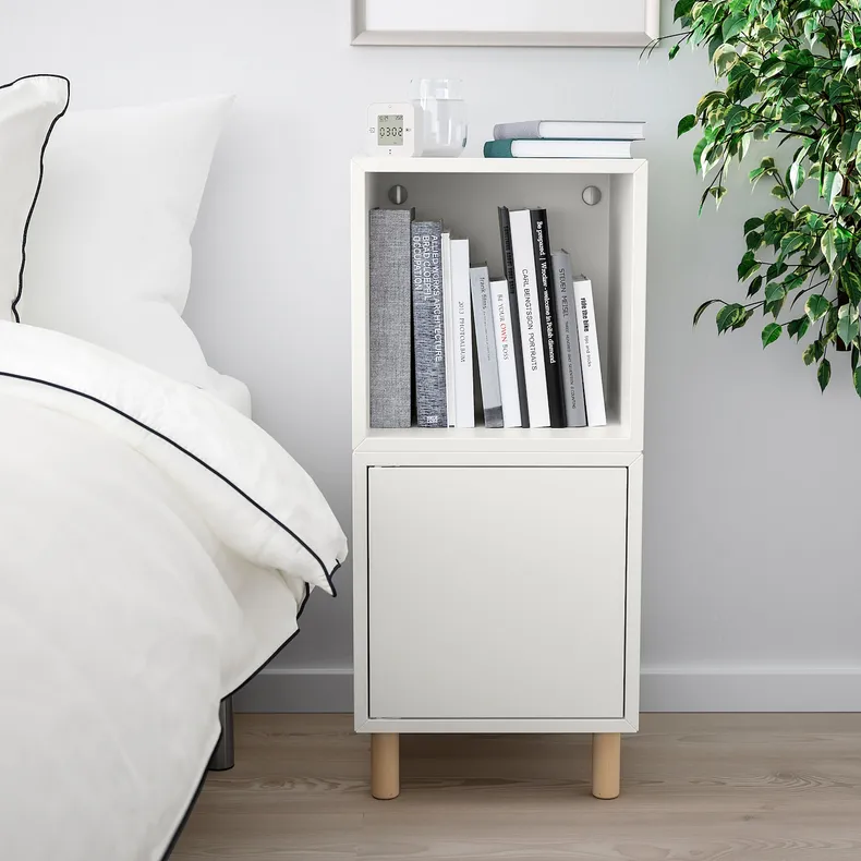 IKEA EKET ЭКЕТ, комбинация шкафов с ножками, белый / дерево, 35x35x80 см 793.860.75 фото №2