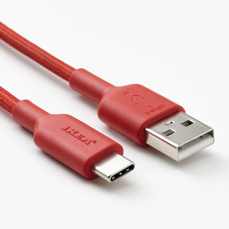 IKEA LILLHULT ЛИЛЛЬХУЛЬТ, кабель USB-A–USB-C, красный, 1.5 m 805.284.94 фото №2