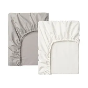 IKEA LENAST ЛЕНАСТ, простыня натяжн для кроватки, белый / серый, 60x120 см 304.576.01 фото