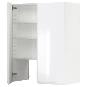 IKEA METOD МЕТОД, навесной шкаф д / вытяжки / полка / дверь, белый / Воксторп глянцевый / белый, 80x100 см 295.043.02 фото