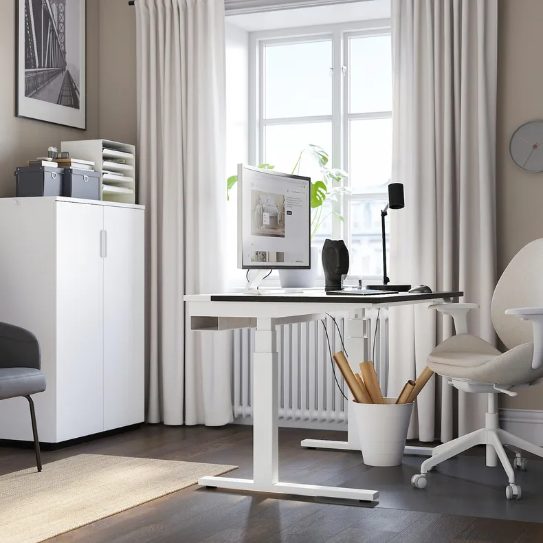 IKEA MITTZON МИТТЗОН, стол / трансф, электрический окл ясень с черными / белыми пятнами, 120x60 см 895.266.07 фото №4