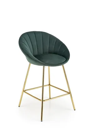 Барний стілець оксамитовий HALMAR H112 темно-зелений, золотий фото
