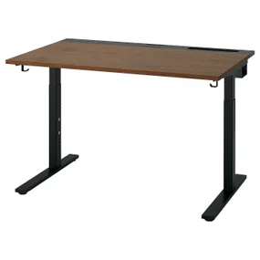IKEA MITTZON МІТТЗОН, письмовий стіл, горіховий / чорний, 120x80 см 895.260.99 фото