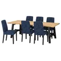 IKEA SKOGSTA СКОГСТА / BERGMUND БЕРГМУНД, стол и 6 стульев, Акация / Квилсфорс темно-синий / синий черный, 235x100 см 295.701.70 фото thumb №1