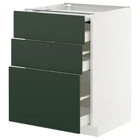 IKEA METOD МЕТОД / MAXIMERA МАКСИМЕРА, напольный шкаф с выдвиж панелью/3ящ, белый/Гавсторп темно-зеленый, 60x60 см 595.575.58 фото