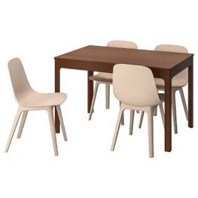 IKEA EKEDALEN ЕКЕДАЛЕН / ODGER ОДГЕР, стіл+4 стільці, коричневий / білий бежевий, 120 / 180 см 692.214.38 фото