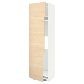 IKEA METOD МЕТОД, высокий шкаф д / холод / мороз / 3 дверцы, белый / аскерсундский узор светлый ясень, 60x60x220 см 394.566.02 фото