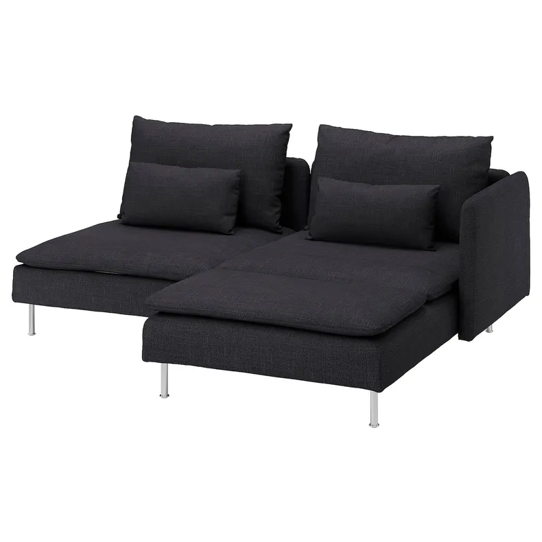 IKEA SÖDERHAMN СЕДЕРХАМН, 2-місний диван, з шезлонгом з підлокітником / антрацит пагорбкуватий 494.305.79 фото №1