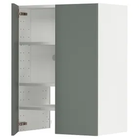 IKEA METOD МЕТОД, настінн шаф д / витяжки з полиц / дверц, білий / БОДАРП сіро-зелений, 60x80 см 595.045.22 фото