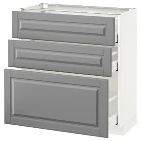 IKEA METOD МЕТОД / MAXIMERA МАКСИМЕРА, напольный шкаф с 3 ящиками, белый / бодбинский серый, 80x37 см 690.521.95 фото