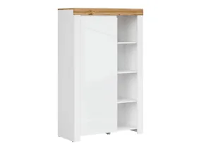 BRW Книжкова шафа Holten 98 см з дверцятами і 4 полицями біла, білий/дуб вотан/глянець білий REG1D/150-BI/DWO/BIP фото