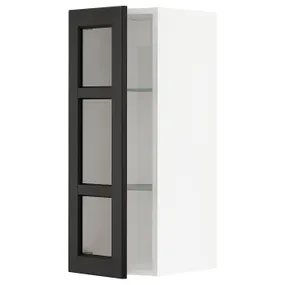IKEA METOD МЕТОД, навесной шкаф / полки / стеклян дверца, черный / Лерхиттан с черными пятнами, 30x80 см 494.670.87 фото