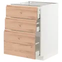 IKEA METOD МЕТОД / MAXIMERA МАКСИМЕРА, напольный шкаф с 3 ящиками, белый / Воксторп имит. дуб, 60x60 см 294.033.03 фото thumb №1