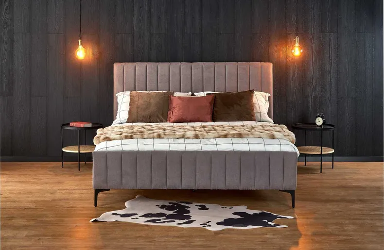 Кровать двуспальная HALMAR FRANCESCA 160x200 см светло-серый фото №3