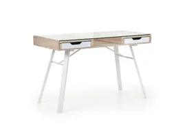 Письмовий стіл HALMAR B33 120x60 см білий, дуб сонома фото