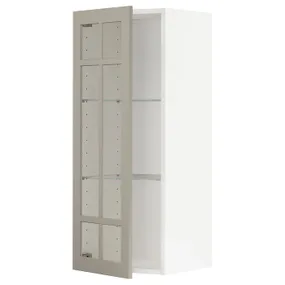 IKEA METOD МЕТОД, навісна шафа,полиці / скляні дверцята, білий / стенсундський бежевий, 40x100 см 194.601.10 фото