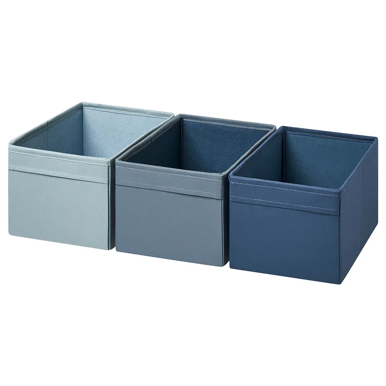IKEA DRÖNA ДРЕНА, набір коробок, 3 шт, синій, 18x25x15 см 105.812.39 фото №1